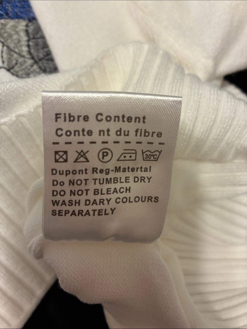 Dior White Crewneck Sweater with Blue & Gray Floral Stitching - Picture 5 of 5